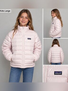Patagonia Kids Down Sweater Jacket Pink Puffer Girls Large